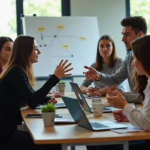 Clase de formación en inteligencia artificial y computación en la nube con docentes usando tecnología AWS y diagramas en...