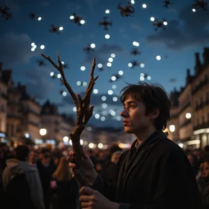 Más de 1.200 drones iluminan el cielo de Madrid con imágenes temáticas de Harry Potter, mientras espectadores emocionados...