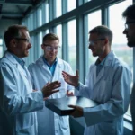 Infraestructura cuántica pionera en Galicia impulsa la investigación científica Galicia potencia infraestructura cuántica: científicos analizan prototipo en laboratorio con hologramas y bandera gallega