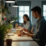 Curiosity Cube regresa a Madrid: una oportunidad única para descubrir la biología sintética Personas en un entorno de trabajo activo, luz natural y atmósfera cálida, ilustrando la iniciativa de Curiosity Cube para...
