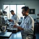 Científica de NASA analiza imágenes lunares de Artemis II en laboratorio, con datos y audios disponibles públicamente.
