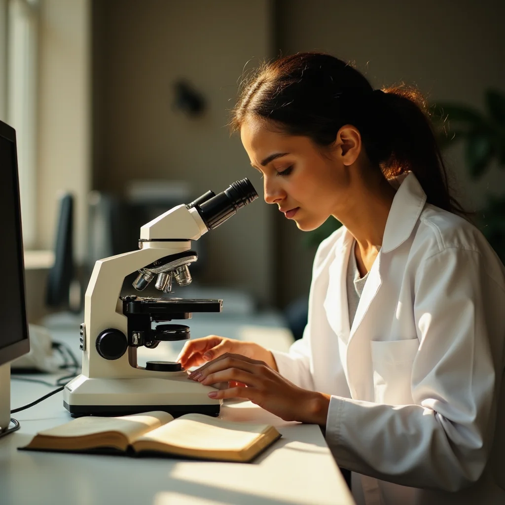 Estudiante costarricense ajusta microscopio bajo luz solar en laboratorio universitario, gana oro en Olim