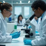 Investigación en inmunoterapia con células asesinas para el mieloma múltiple en un laboratorio de biotecnología
