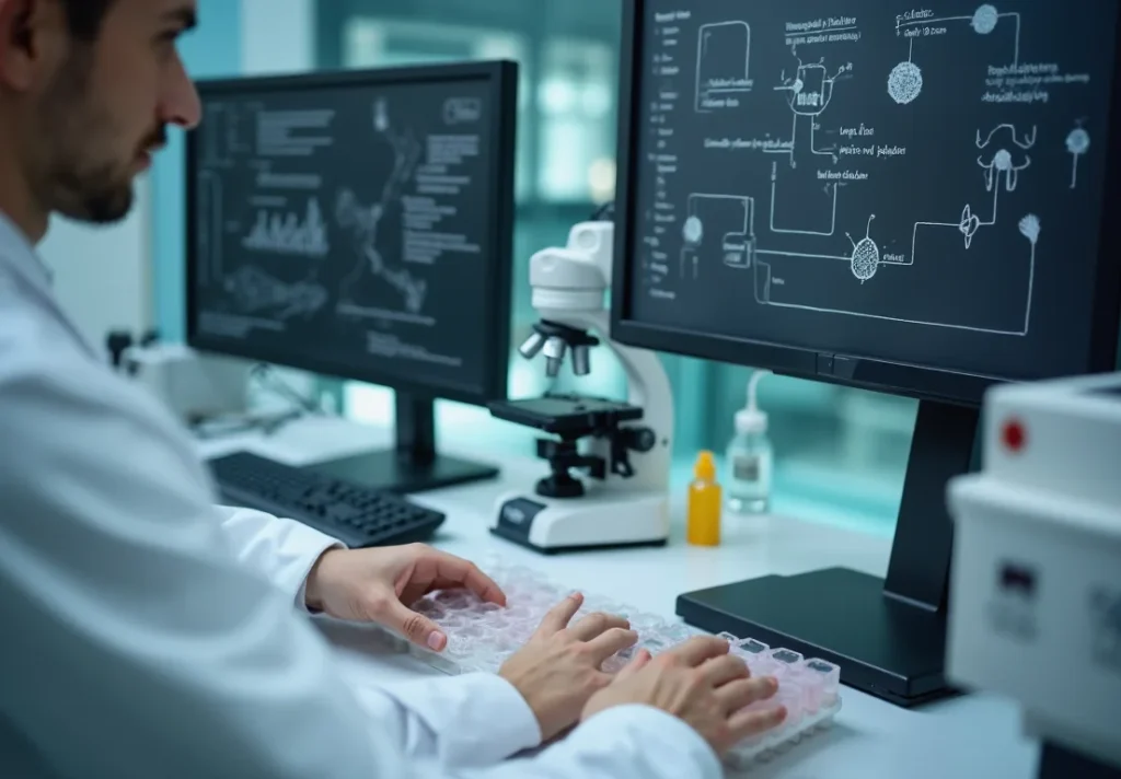 Investigación en vacunas de ARNm para la prevención de la gripe en un laboratorio de biotecnología
